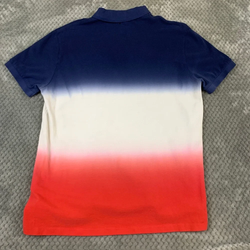 Polo Ralph Lauren Men Ombre Dip Dye Polo Shirt Red White Blue Large 710723686001